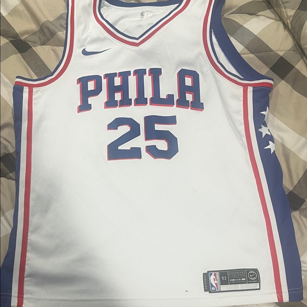 Simons White Jersey with Red and Blue Accents